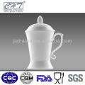 Hot sale white bone china cup with cover and custom logo